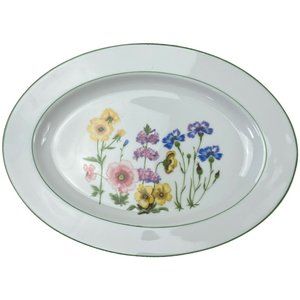 Vintage Bohemian Wild Flower Serving Platter Jardin Vanessa Fine China 14.5"